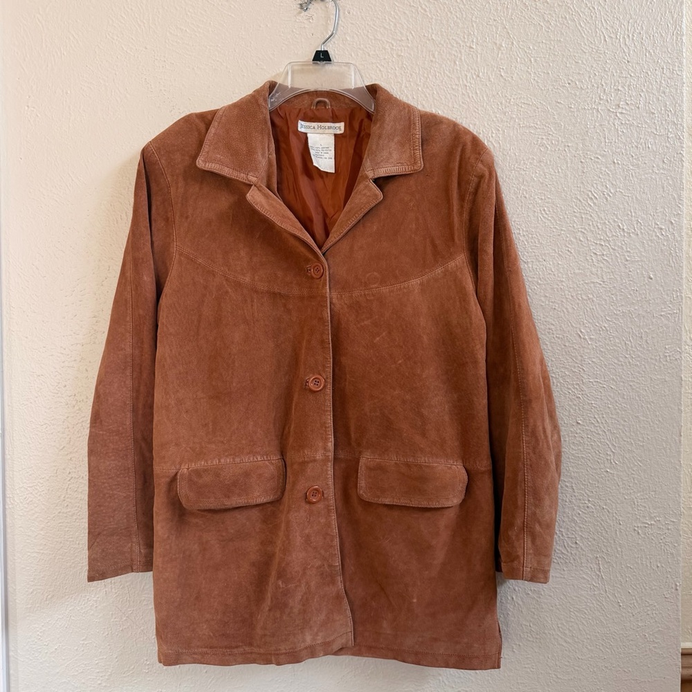 Jessica Holbrook cinnamon brown suede jacket